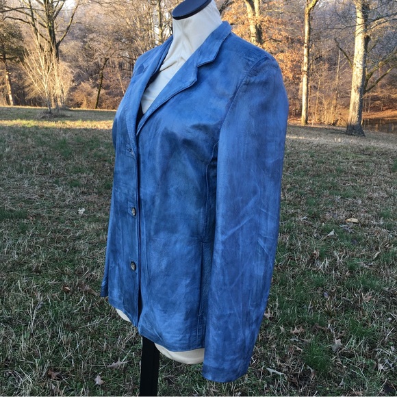 NDS Vera Pelle Womens Leather Jacket Distressed Vibe HOLIDAY POP OF COLOR… - Picture 3 of 9